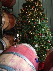 Glass, Barrel and Tree at Tertulia Cellars