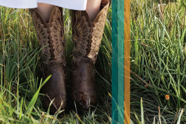 Cowboy boots in valley grass